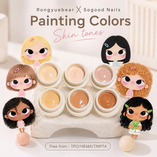 พร้อมส่ง🤎🤍 RongyuebearXSogood Nails สีเพ้นท์หน้าการ์ตูน | Painting colors Cartoon Skins ✨ เซท 6 สี