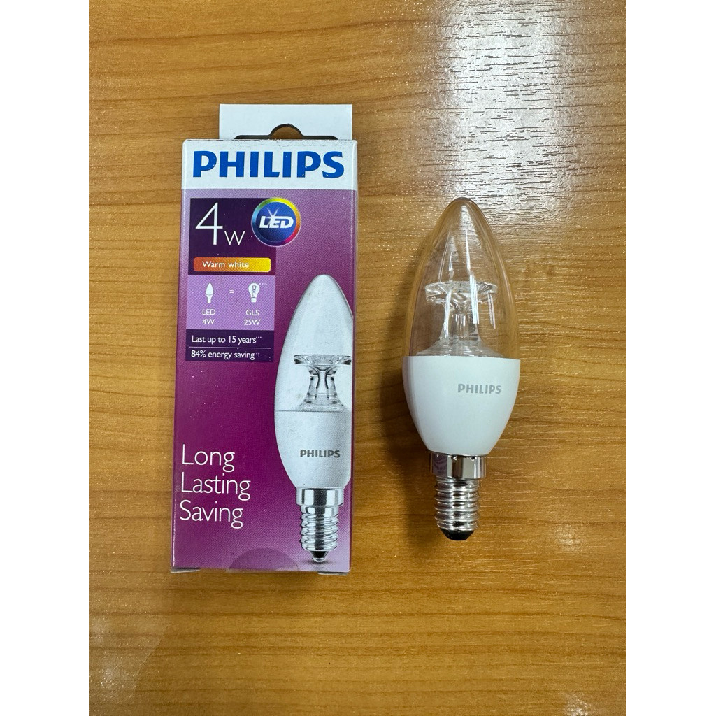 หลอดจำปา Led Philips 4W Candle ขั้ว E14
