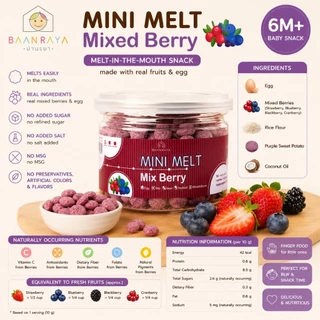 🔥Pro*ดี🔥🍓 Mini Melt ขนมเด็กละลายในปาก 6M+ ผลไม้แท้ Finger Food BLW โปรตีนจากไข่ ไม่เติมน้ำตาล เกลือ No MSG Baan Raya