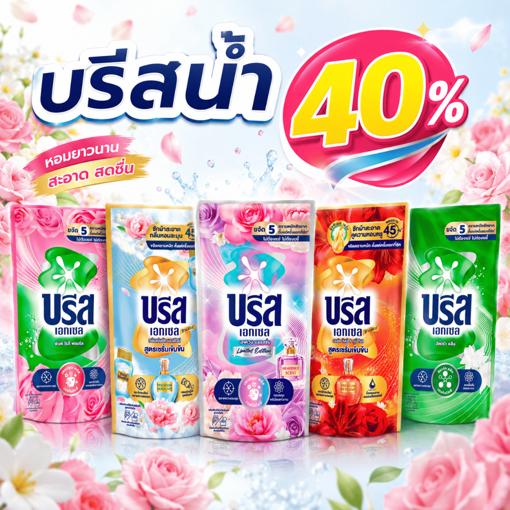 🟦 [ไลฟ์โหด 40% 30%] น้ำยาซักผ้าบรีสน้ำ 550-670 ml