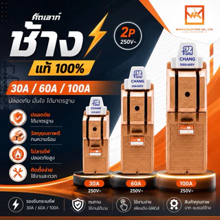 คัตเอ้า คัตเอาท์ CHANG ช้าง 2P 30A 60A 100A พร้อมฟิวส์ในกล่อง คัทเอาท์ ของแท้ 100% คัดเอ้า