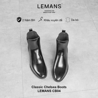 Chelsea Boots Classic Black LeMans CB04 รองเท้าหนังวัวสําหรับผู้ชายหัวแหลม ส้นสูง 5 ซม. 24 เดือน