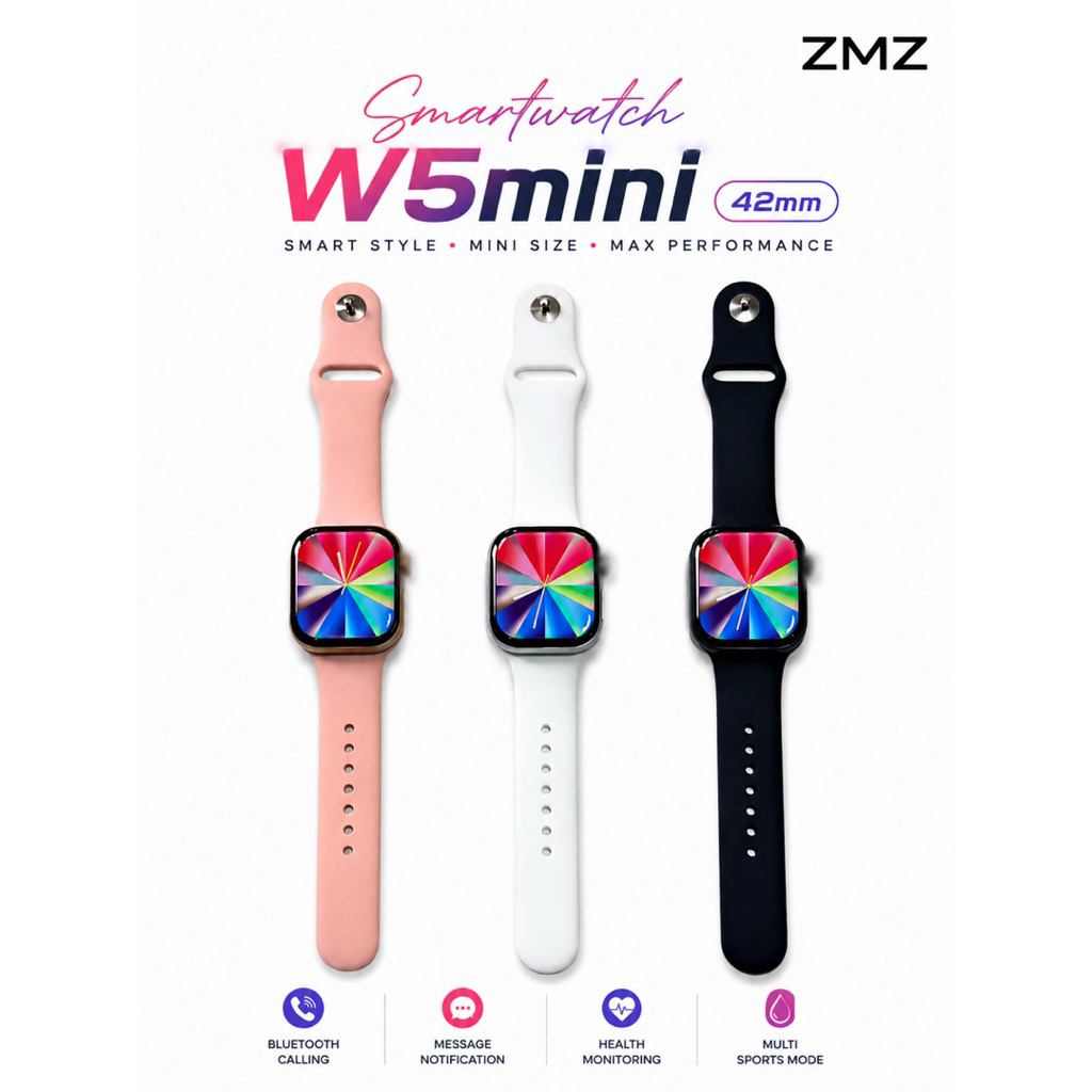 W5 mini 42mm Smart watch โทรได้ แจ้งเตือนข้อความรับสายได้ รองรับได้ทุกระบบ แถมเคส