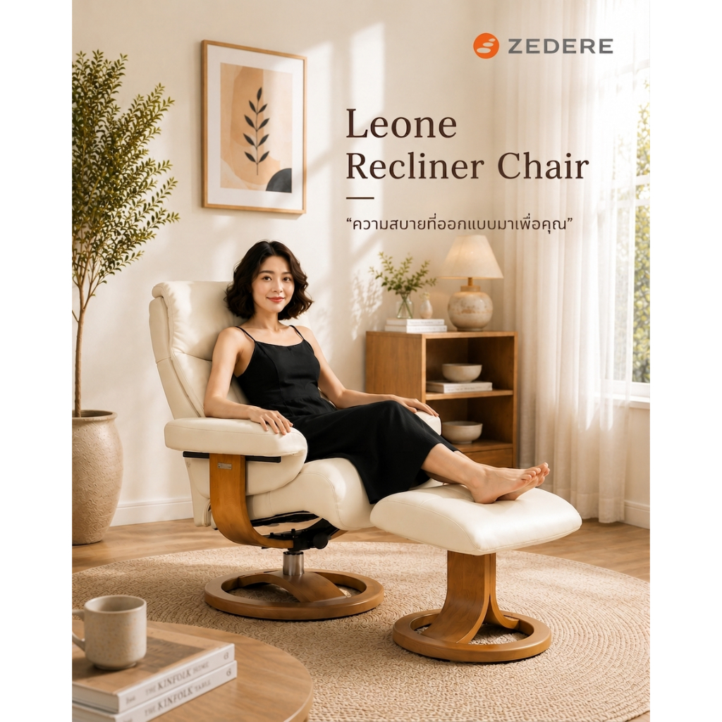 Zedere รุ่น Leone Recliner Chair  สีครีม
