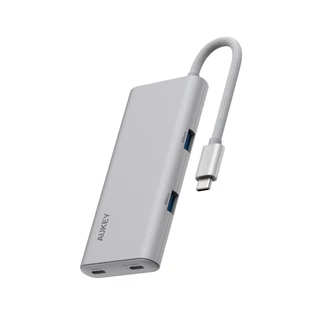 AUKEY UH-CUH07 ฮับ OfficeDok 7-in-1 Lite USB-C Hub รองรับ 4K60Hz USB-C Power Delivery 100W USB 5Gbps, SD/TF Card Reader