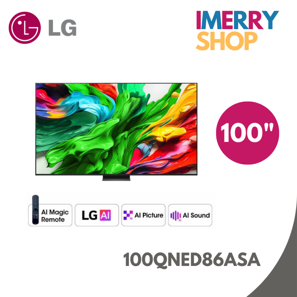 LG QNED evo AI MiniLED 144Hz Smart TV รุ่น 100QNED86ASA Magic AI Remote สมาร์ททีวี 100 นิ้ว 100QNED8