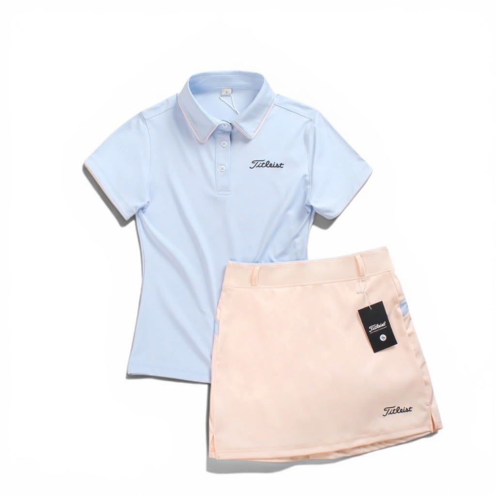 ชุดตีกอล์ฟผู้หญิง เสื้อคอปกแขนสั้น กระโปรงมีซับใน GF002