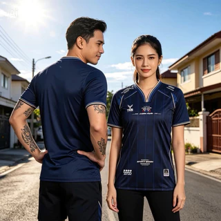 เสื้อกีฬาเข้าใหม่คอวาย พิมพ์ลายแฟชั่น ใส่ได้ทุกเพศ