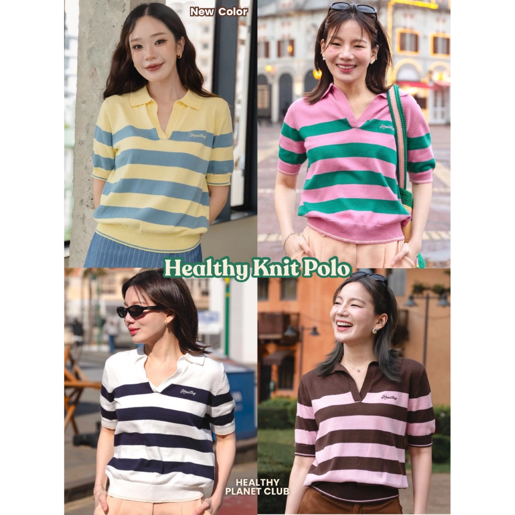 Healthy Planet Club-เสื้อโปโลไหมพรม Healthy knit polo shirt ผ้าorganic cotton