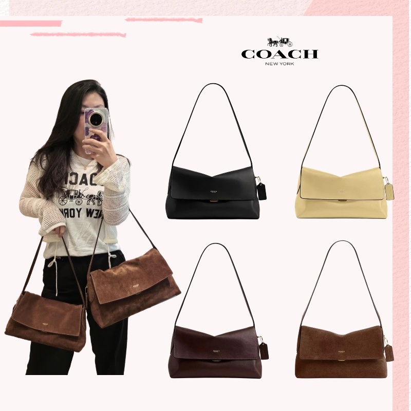 🌟ของแท้🌟 COACH Chelsea กระเป๋าหนังวัวสะพายไหล่ คลัตช์ใต้รักแร้ ความจุเยอะ