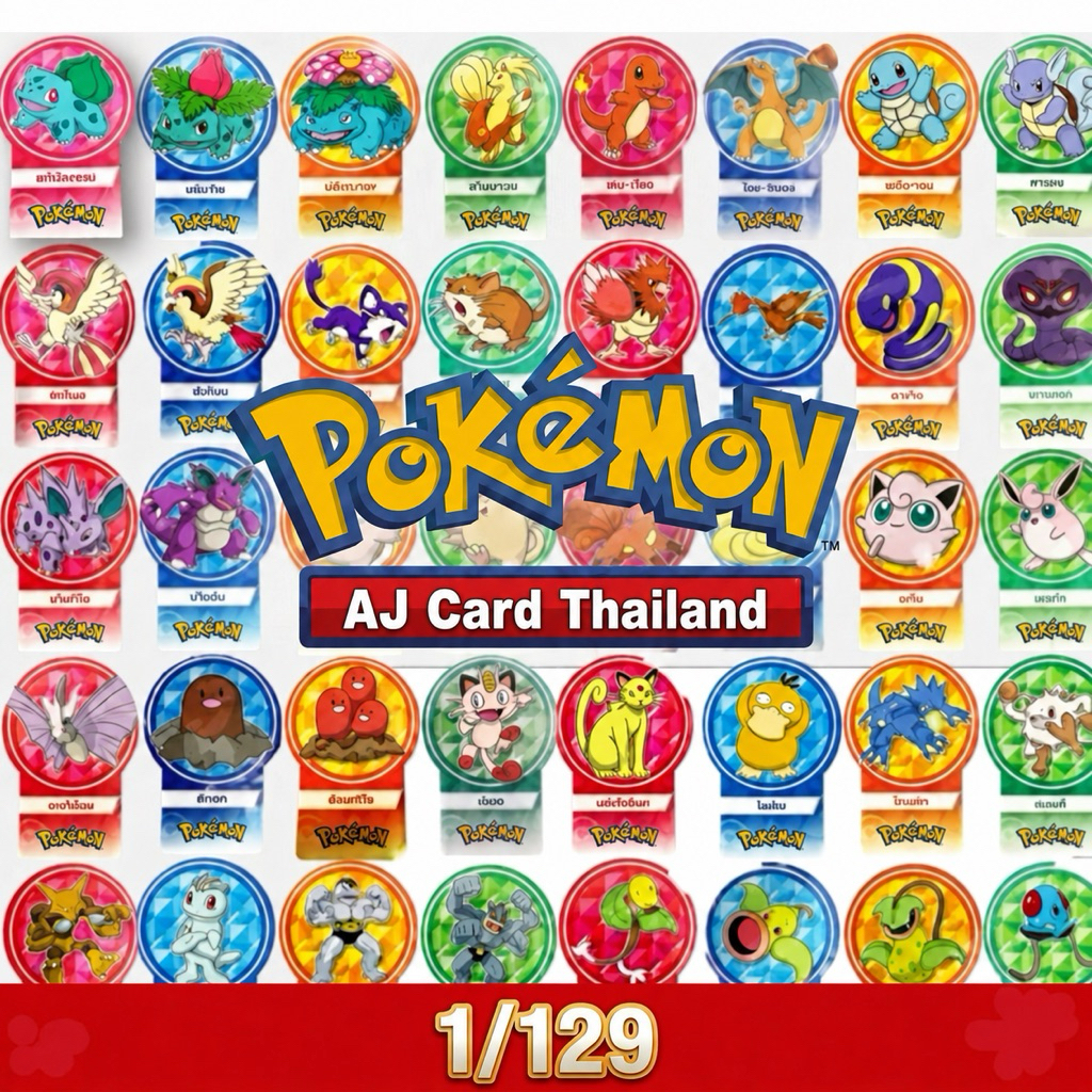 การ์ดโปเกม่อนที่แถมมากับขนมโชกี้โชกี้ (Choki Choki) เป็นคอลเลกชันพิเศษจากภูมิภาคคันโต (Kanto) (สีเขียว)