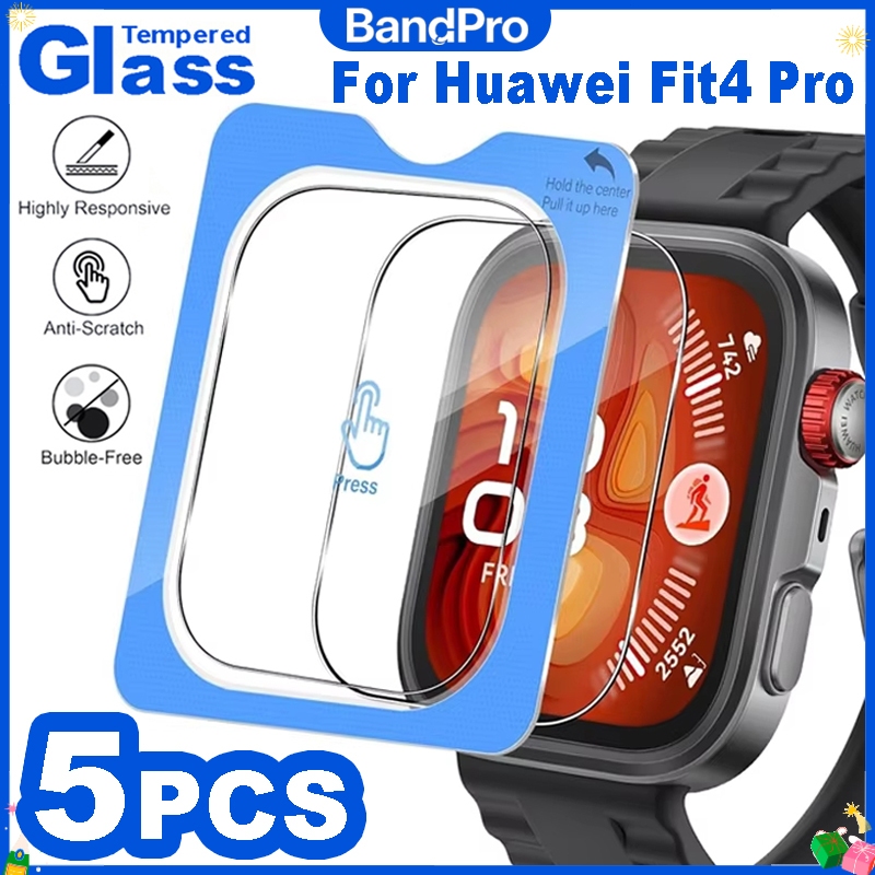 ติดตั้งง่ายกระจกนิรภัยสําหรับ Huawei Watch Fit 4 Pro HD ป้องกันหน้าจอฟิล์มป้องกันป้องกันรอยขีดข่วนสําหรับ Huawei Fit4Pro