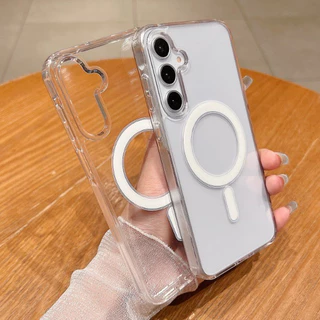 เคส For Samsung A57 A56 A55 A06 A07 A16 A17 A15 A26 A36 A37 A54 S23 S24 S25 S26 FE Plus Ultra เคสแม่เหล็กใส เลนส์ช่อ