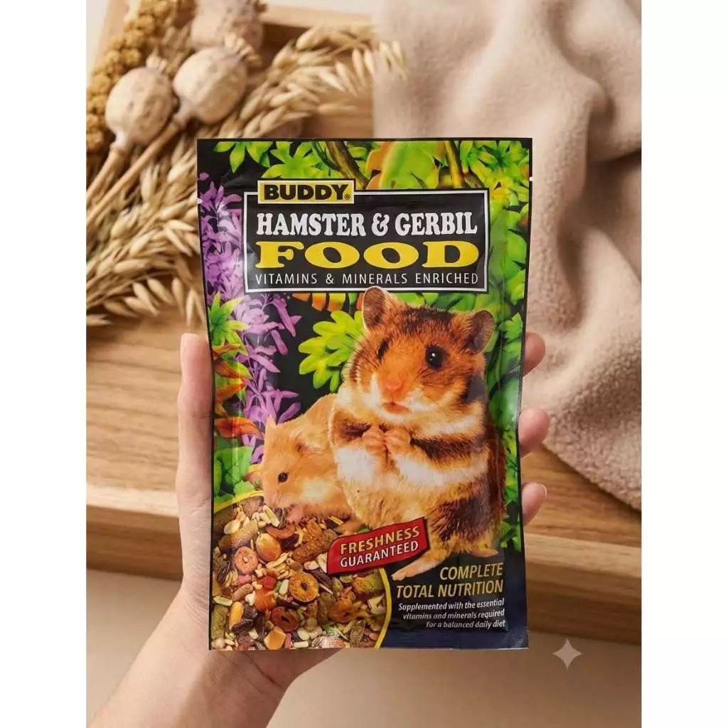 บัดดี้ (Buddy) อาหารผสมสำเร็จรูปสำหรับหนูแฮมสเตอร์และหนูเจอร์บิล อุดมด้วยวิตามินและแร่ธาตุ 0.5 ปอนด์ Exp:11/2027