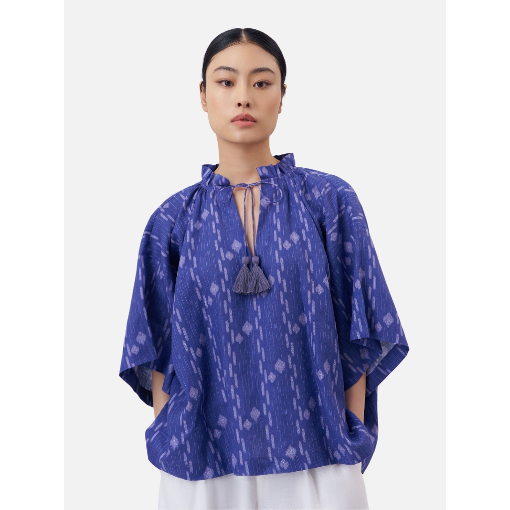 Gather Neck Linen Boxy Shirt JT