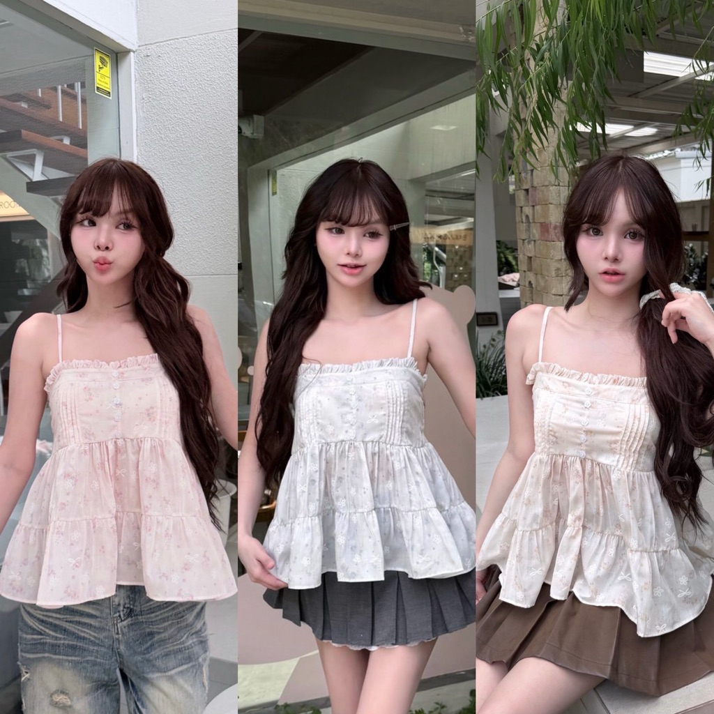 Nusa style เสื้อสายเดี่ยวแต่งลูกไม้