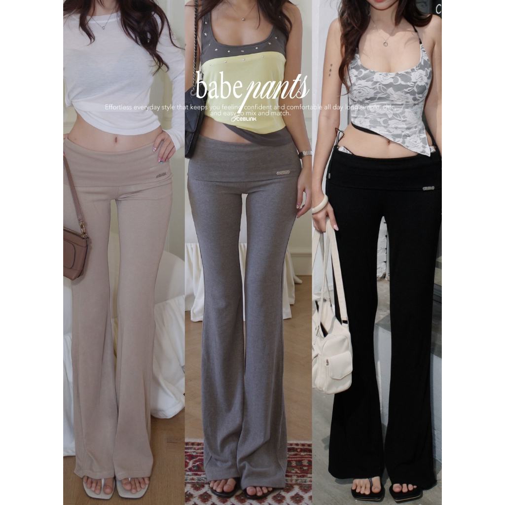 ICEBLINK l babe pants vol.2 กางเกงยาวขาม้า เอวพับ