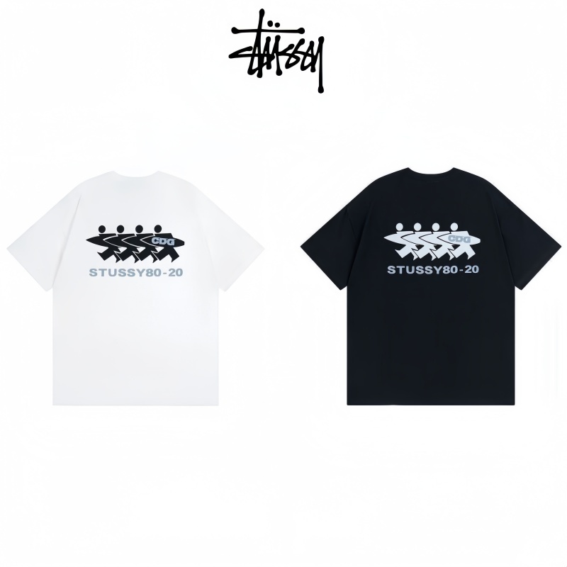 ของแท้ 💯% Stussy x CDG แขนสั้นพิมพ์คลาสสิก สีต่างๆ ใช้ได้ทั้งชายและหญิง