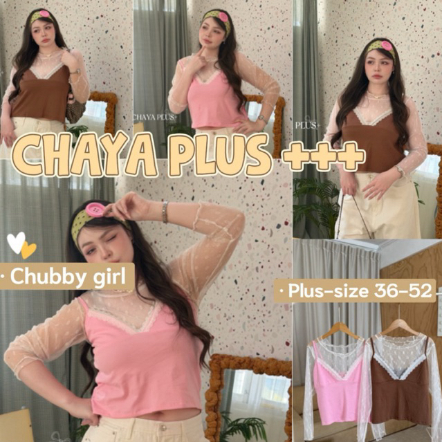 (ส่วนลดโปรเปิดร้าน+ส่งฟรีโค้ดคุ้ม✅) เสื้อแขนยาวเนื้อผ้าลูกไม้ซีทรู + สายเดี่ยวแต่งลูกไม้อก งาน 2 ชิ้นแยกได้ (36-52)