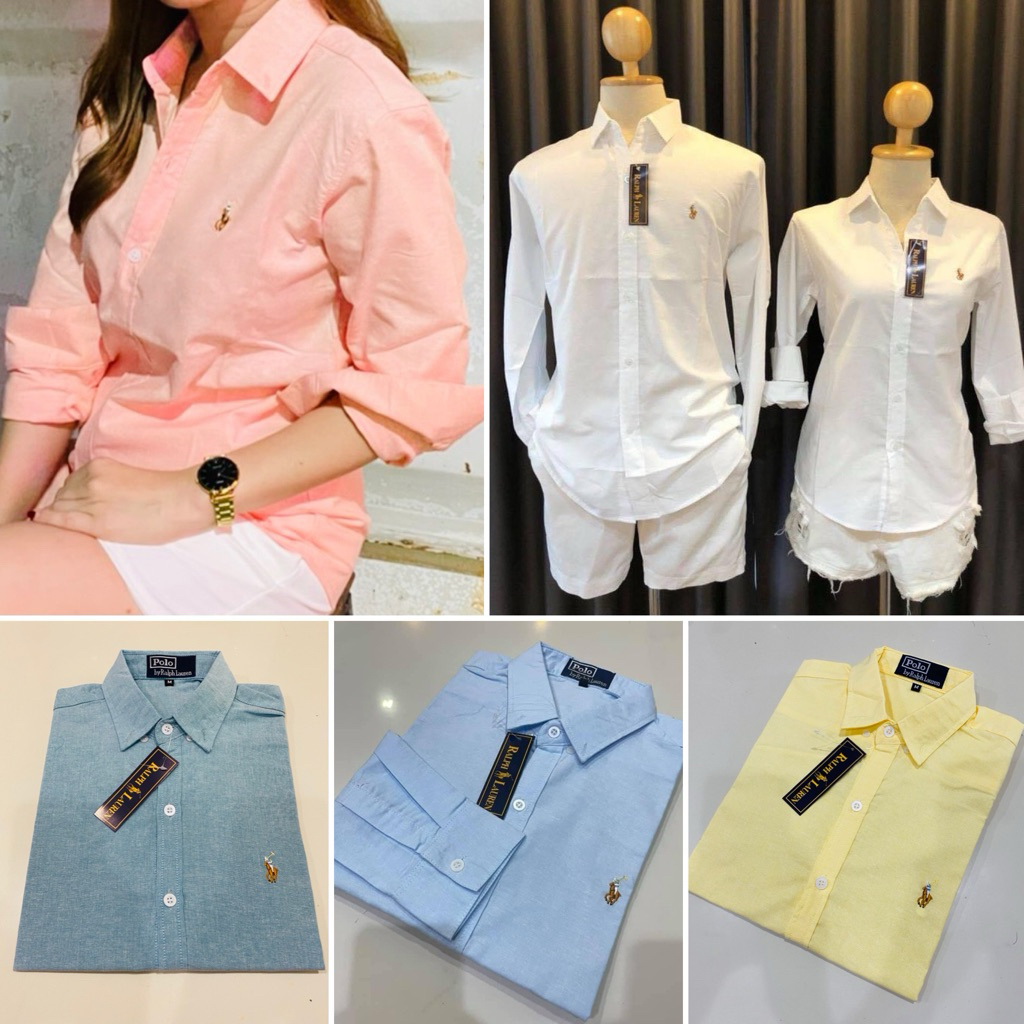 เสื้อเชิ้ตแขนยาว สีพื้นปักราฟ มี4สี ขาว/เหลือง/เขียวเทอควอย/ส้ม ตรงปกแน่นอนใส่ได้ทั้งชายหญิง ผ้าoxford
