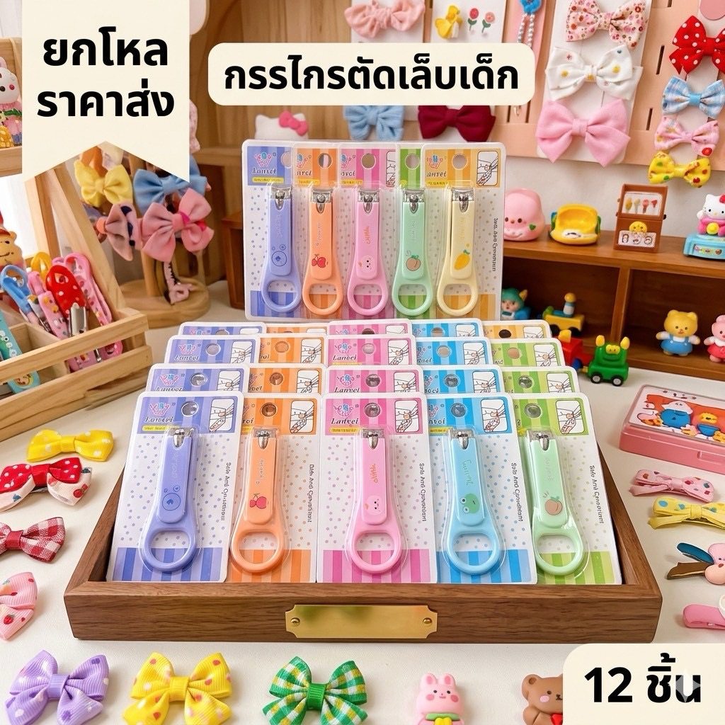 ยกโหล 12 ชิ้น กรรไกรตัดเล็บ คละสี มีราคาส่ง