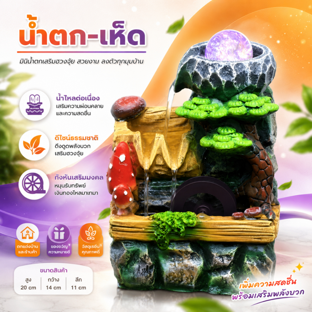 เสริมฮวงจุ้ย(มี8รุ่น)น้ำตกตั้งโต๊ะ  เสริมความเป็นสิริมงคล ดั่งสายน้ำที่ไหลริน