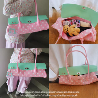 🍒💚Somethingapparels trend Polka Dot Jelly Bag-Another Hill กระเป๋าเจลลี่ลายจุดสัชมพูมิ้นจาก กระเป๋า Jelly Y2K