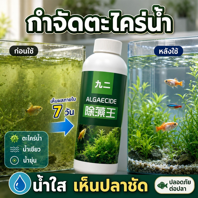 แบบเข้มข้น จุลินทรีย์น้ําใสบ่อปลา จุลินทรีบ่อปลา จุลินทรีย์ปรับน้ำตู้ปลา ลดของเสีย กลิ่นเหม็น ตะไคร่น้ำ น้ำใสใน 12 ชม