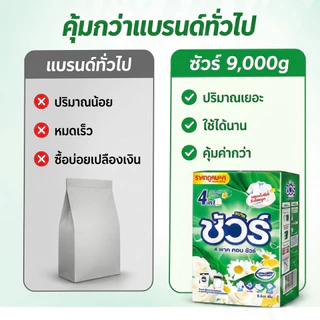 SURE 4 in 1 ผงซักฟอก ชัวร์ 9000g พร้อมช้อน ถังผงซักฟอกถังใหญ่ สูตรเข้มข้น ซักผ้า