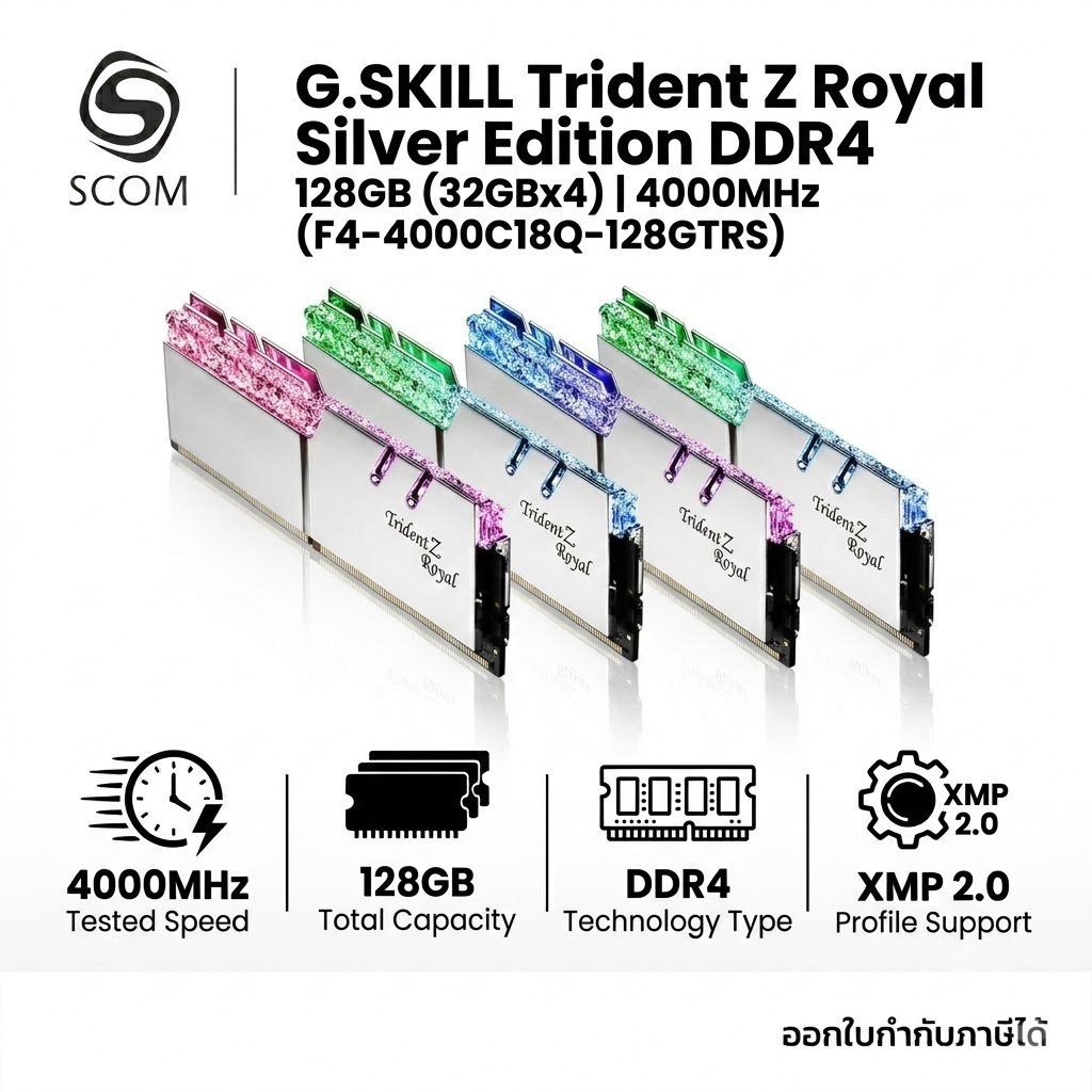 (RAM) G.SKILL Trident Z Royal DDR4 128GB (32GBx4) 4000MHz (F4-4000C18Q-128GTRS)