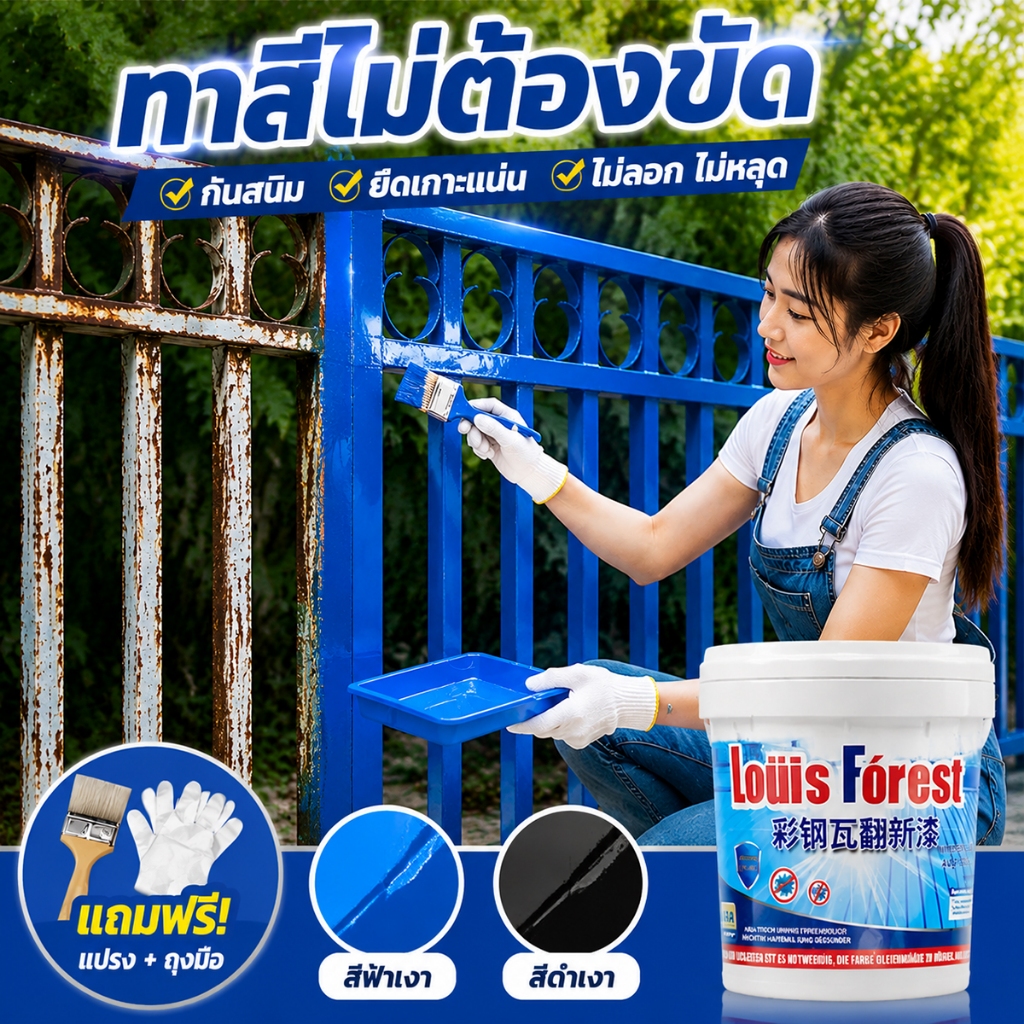 สีทาหลังคาเมทัลชีท สีกันสนิมเหล็ก สีทาเหล็ก สีทาโลหะ กันน้ำ กันแดด ทนฝนทนแดด แห้งเร็ว สีเคลือบหลังคา บ้าน โรงงาน โกดัง