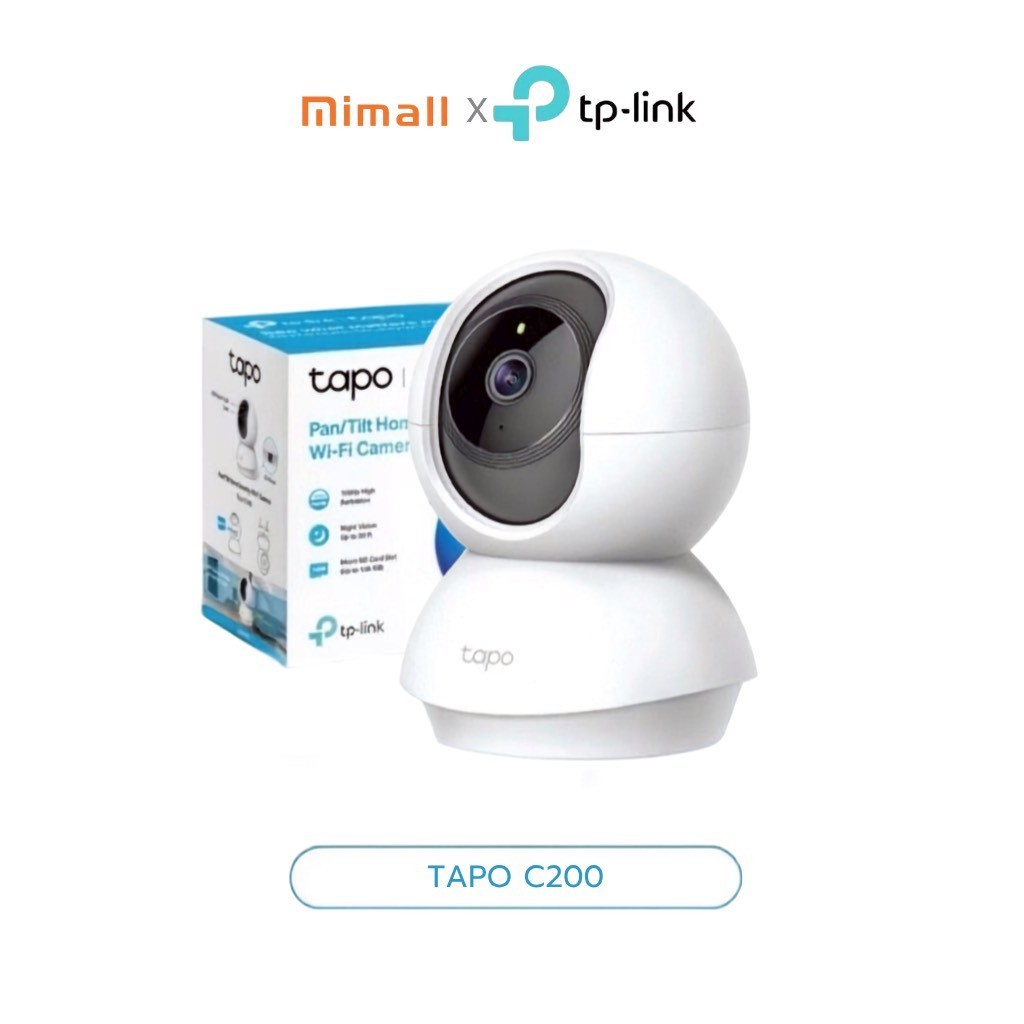 TP-Link Tapo C200 กล้องวงจรปิด Wi-Fi 2MP (Full HD) หมุนได้ 360° ตรวจจับอัจฉริยะ โหมดความเป็นส่วนตัว รองรับ Micro SD ประก