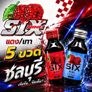 5 ขวด six nine ไซรัป SIX-NINE น้ำหวานเข้มข้น กลิ่นหอมหวานแท้ มี2สูตร ฝาเทาและฝาแดง