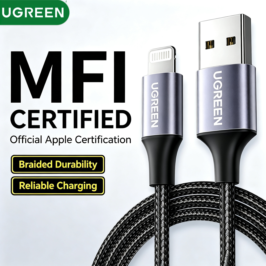 UGREEN USB to Lightning ชาร์จเร็ว สําหรับ iPhone 12 Mini สายชาร์จข้อมูลสําหรับ iPhone 14/14 Pro/Pro Max 13 Max 11 XR 8