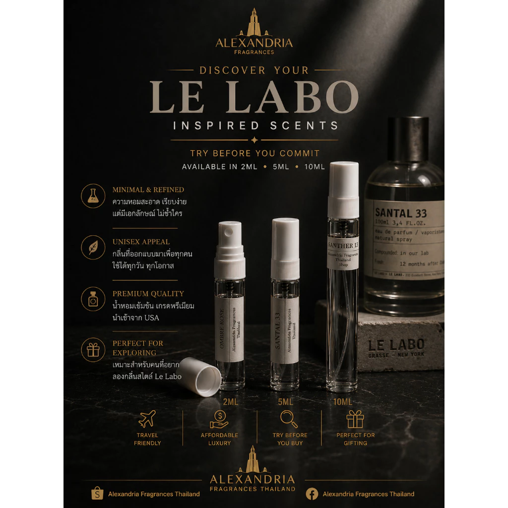 Alexandria Fragrances: Le Labo inspired หลอดแบ่ง/แบ่งขายนํ้าหอมแท้ Samples หลายๆกลิ่นที่ขายดีที่สุดในไทย