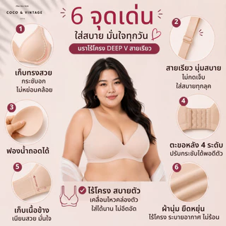 บราไร้โครง เจลลี่บรา ชุดชั้นใน พลัสไซส์ เสื้อชั้นใน อกใหญ่ ทรงสวย เก็บเนื้อข้าง L-3XL อก 34-44 นิ้ว