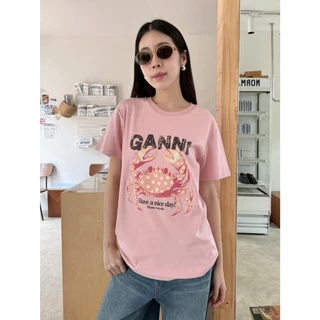 🍊 VL 5367 เสื้อยืดแขนสั้น สีชมพู ผ้าดีใส่สบาย ลายปูน่ารักมากๆ