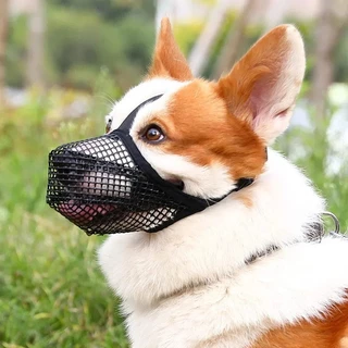 🐶หน้ากากปิดปากสุนัขตาข่ายระบายอากาศ ผ้าไมโครไฟเบอร์สบาย ป้องกันกัด ป้องกันเห่า ป้องกันกินของผิด