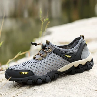 Dee_StepShoes รองเท้าลุยน้ำสำหรับผู้ชาย ผ้าตาข่ายระบายอากาศได้ดี ไม่ลื่น สำหรับเดินป่ากลางแจ้ง พื้นยาง36-46
