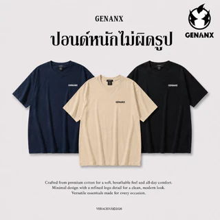 【GENANX】เสื้อยืดผู้ชาย ผ้าฝ้าย เสื้อยืด 100% ผ้าฝ้ายแท้ คอกลม สีทึบ ไม่มีรูปแบบ