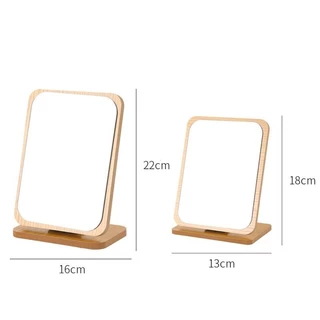 กระจกแต่งหน้า ขอบไม้ แท่นพับได้ ปรับองศาได้ มี 1 ขนาด Makeup Mirror