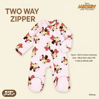 (ส่งด่วน) BabyLovett ชุดนอนเด็กปิดเท้า Mickey Mouse & Friends ซิปคู่ Two-Way Zipper ผ้านุ่มสบาย (0M-2Y)