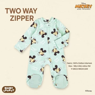(ส่งด่วน) BabyLovett ชุดนอนเด็กปิดเท้า Mickey Mouse & Friends ซิปคู่ Two-Way Zipper ผ้านุ่มสบาย (0M-2Y)