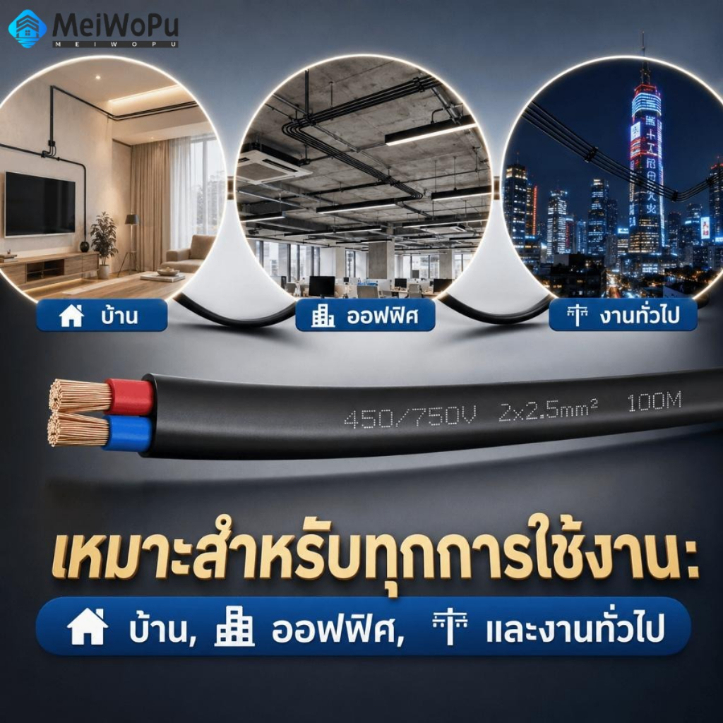 20-100 เมตร สายไฟแบนสีดำ 2 แกน RVVB ขนาด 2.5/4 ม.ม. SQ รูปที่ 3