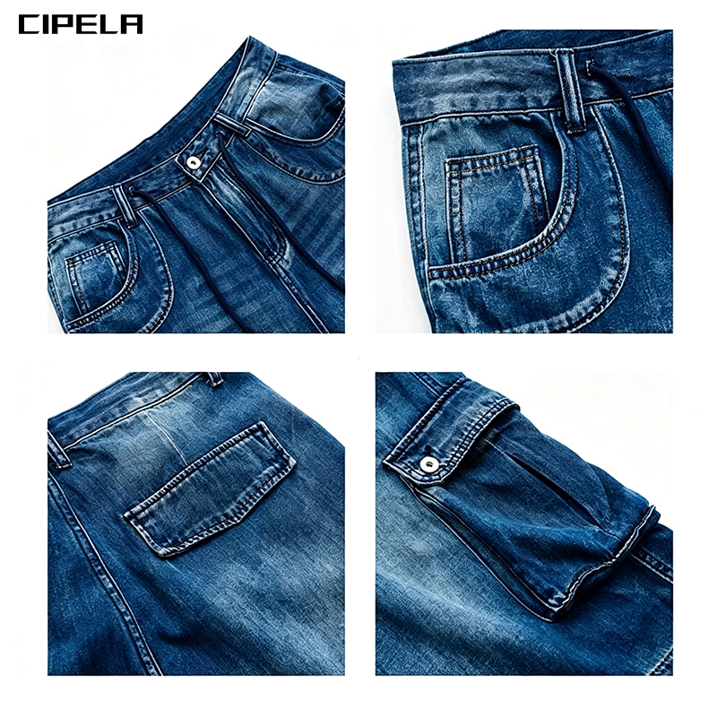 CIPELA شورت جينز رجالي كوري واسع — صورة 6