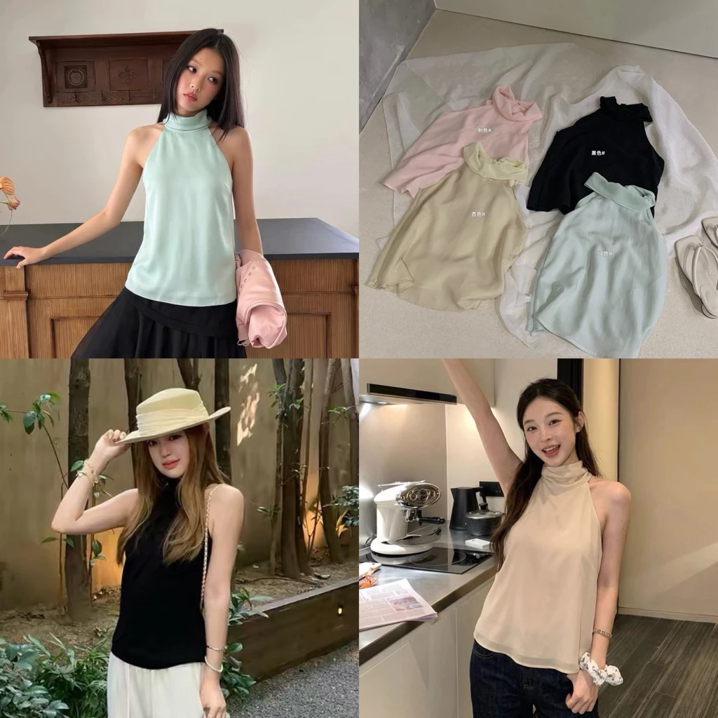 📍Pre แค่เขียว📍10090# เสื้อแขนกุด กระดุมหลัง ผ้าพริ้วสวย งานมีซับในอย่างดีค่ะ (ซับในผ้าชีฟอง) TAG WG.WE🇰🇷🇰🇷