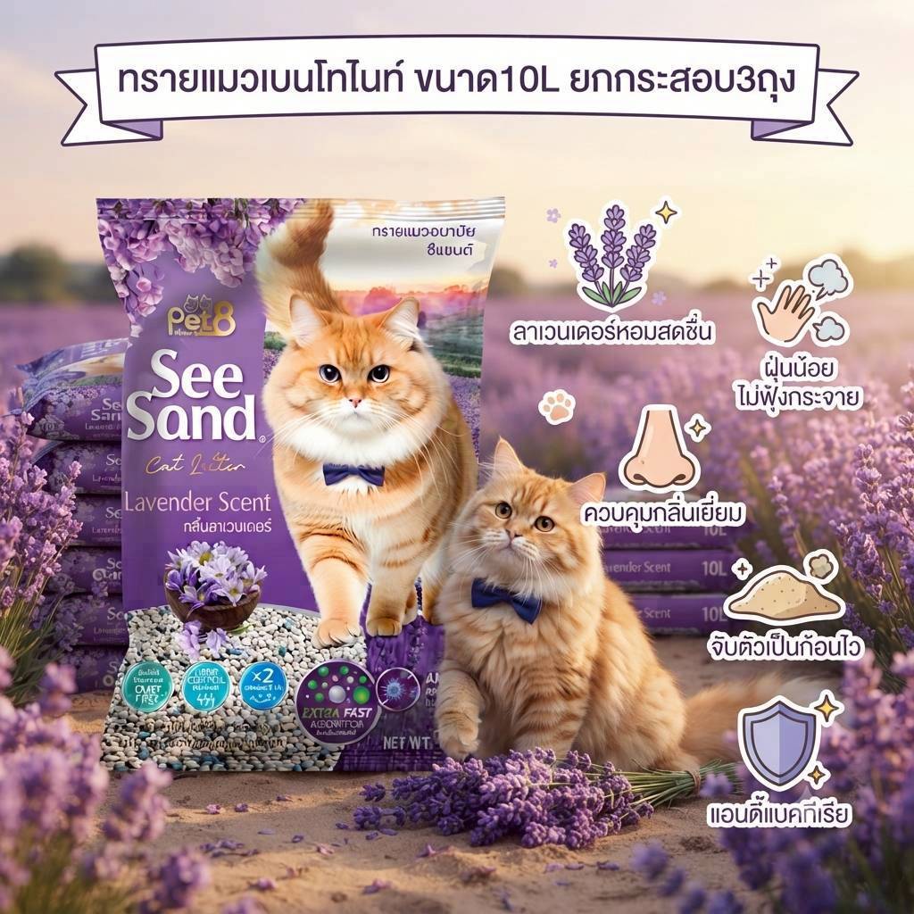 ถูกที่สุด pet8 See sand ลาเวนเดอร์ กลิ่นหอมทะลุถุง รูปที่ 4