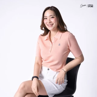 Serene's Choice เสื้อโปโลไหมพรมผู้หญิง คอปก กระดุมหน้า 4 เม็ด แขนสั้น ผ้านุ่ม Polo Knit เสื้อทำงาน มินิมอล