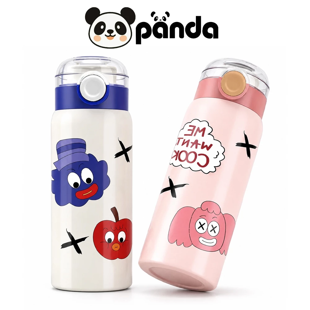 PANDA แก้วสแตนเลส 500ml สแตนเลส316 แก้วน้ำลายการ์ตูน เหมาะสำหรับเด็ก