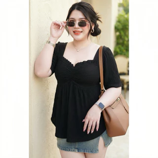 เสื้อสาวอวบอ้วนใส่ทำงาน สีดำ ใส่พลางหุ่นปิดพุง อก 50-60 นิ้ว ใส่สวยแต่งระบายอก